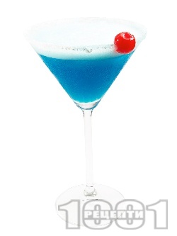 Коктейл Синята Дама (Blue Lady) с джин, лимонов сок и ликьор синьо кюрасо - снимка на рецептата